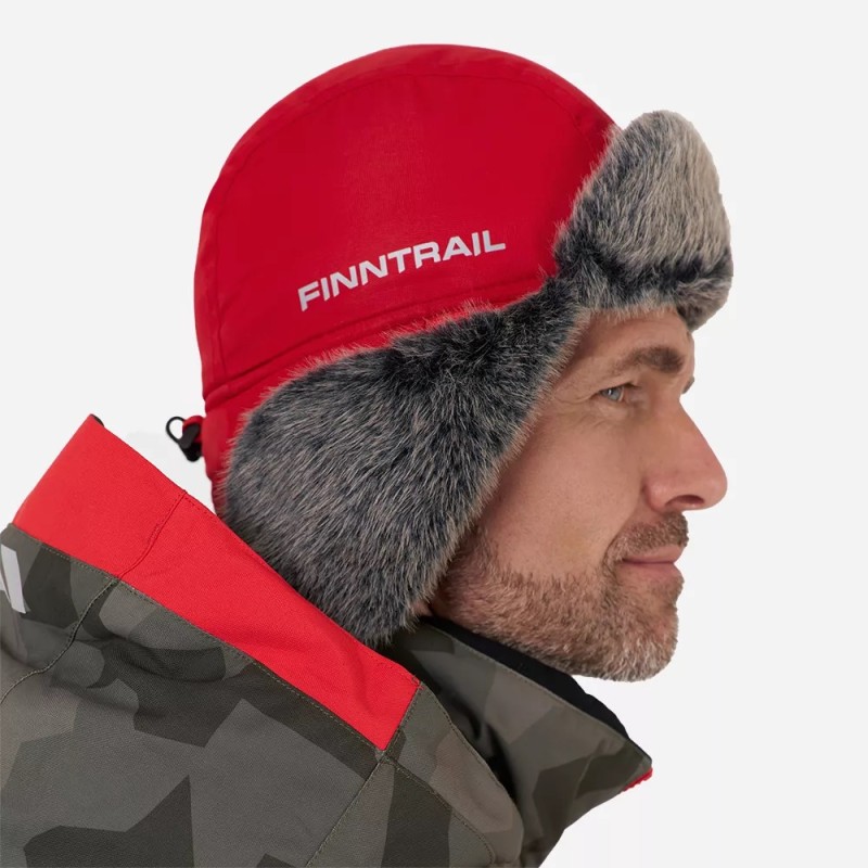 Шапка-ушанка Finntrail Hat Terra 2950 Red, мембрана Hard-Tex, красный, размер M-L