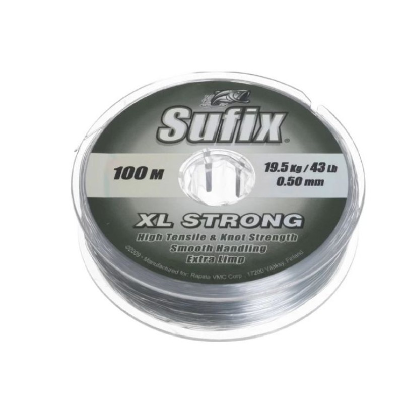 Леска монофильная Sufix XL Strong x10 Platinum, 0.23 мм, 4.4 кг, 100 м, серебристо-белый