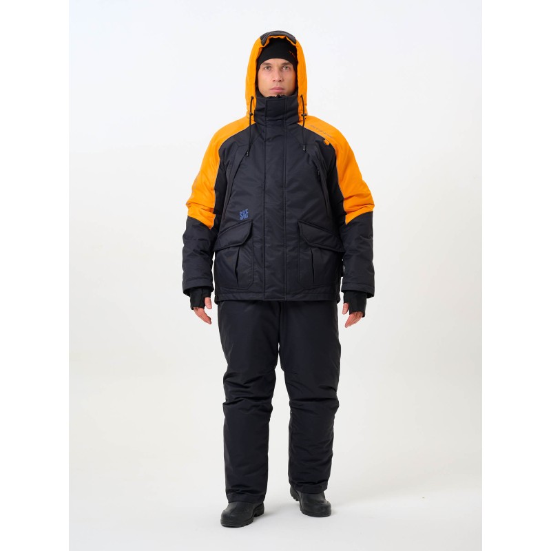 Костюм-поплавок мужской Triton Gear Skif (Скиф) -40 ПК 2024, ткань Таслан, черный/оранжевый, размер 52-54, 170-176 см