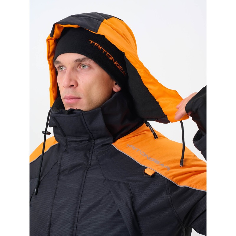 Костюм-поплавок мужской Triton Gear Skif (Скиф) -40 ПК 2024, ткань Таслан, черный/оранжевый, размер 52-54, 170-176 см