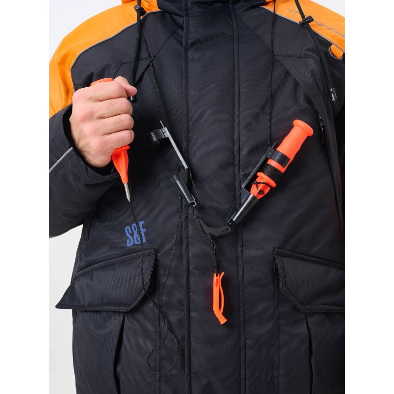 Костюм-поплавок мужской Triton Gear Skif (Скиф) -40 ПК 2024, ткань Таслан, черный/оранжевый, размер 52-54, 170-176 см