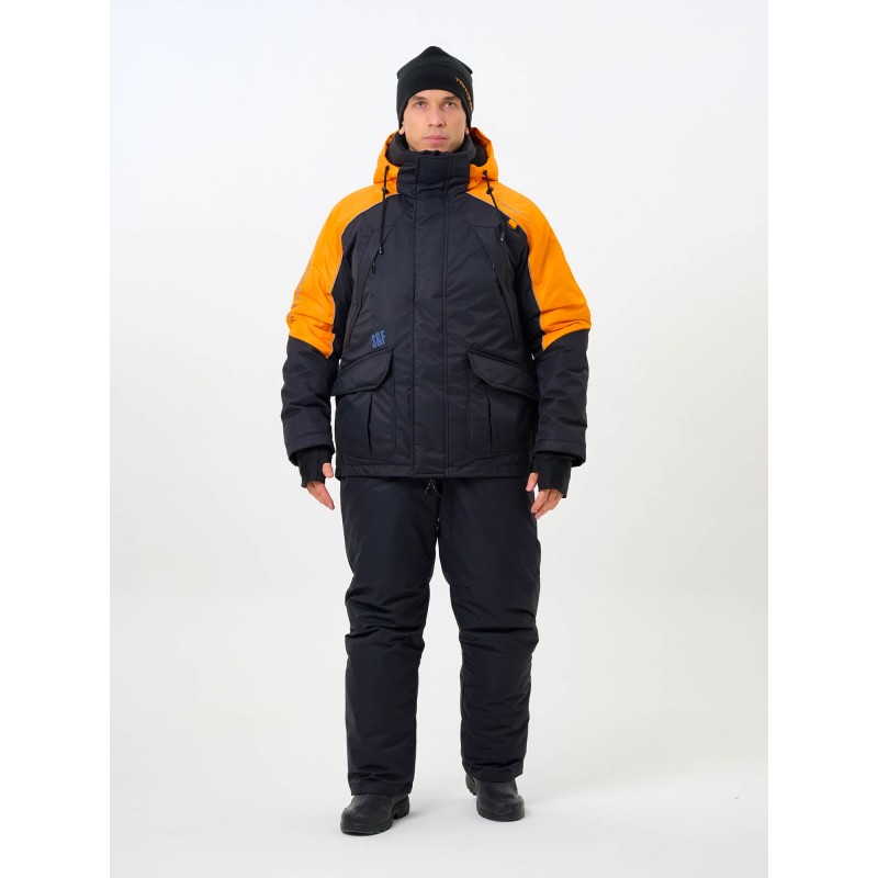 Костюм-поплавок мужской Triton Gear Skif (Скиф) -40 ПК 2024, ткань Таслан, черный/оранжевый, размер 52-54, 170-176 см