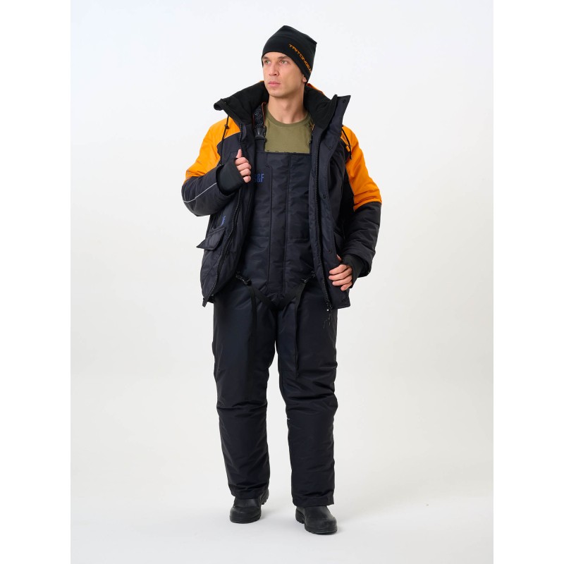 Костюм-поплавок мужской Triton Gear Skif (Скиф) -40 ПК 2024, ткань Таслан, черный/оранжевый, размер 52-54, 170-176 см