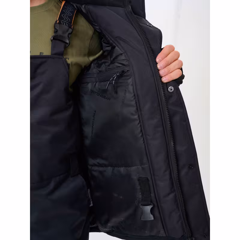 Костюм-поплавок мужской Triton Gear Skif (Скиф) -40 ПК 2024, ткань Таслан, черный/оранжевый, размер 56-58, 170-176 см