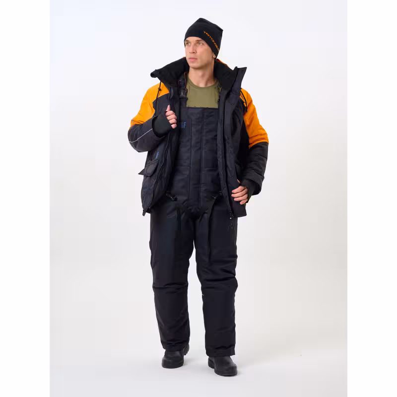 Костюм-поплавок мужской Triton Gear Skif (Скиф) -40 ПК 2024, ткань Таслан, черный/оранжевый, размер 44-46, 170-176 см