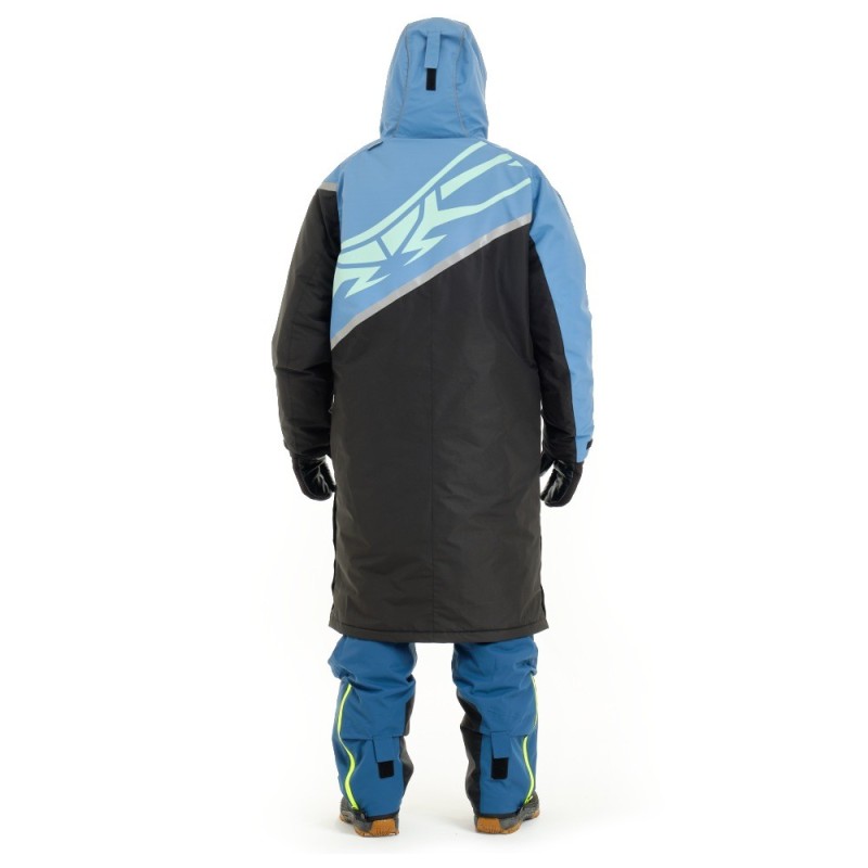 Пальто зимнее мужское Dragonfly Race Coat Smoke Blue 2023, мембрана DFTEX, голубой/черный, размер XS