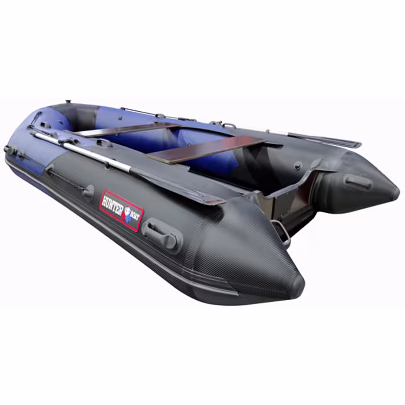 Надувная лодка ПВХ Hunterboat 370 ПРО Спорт, НДНД, синий/карбон