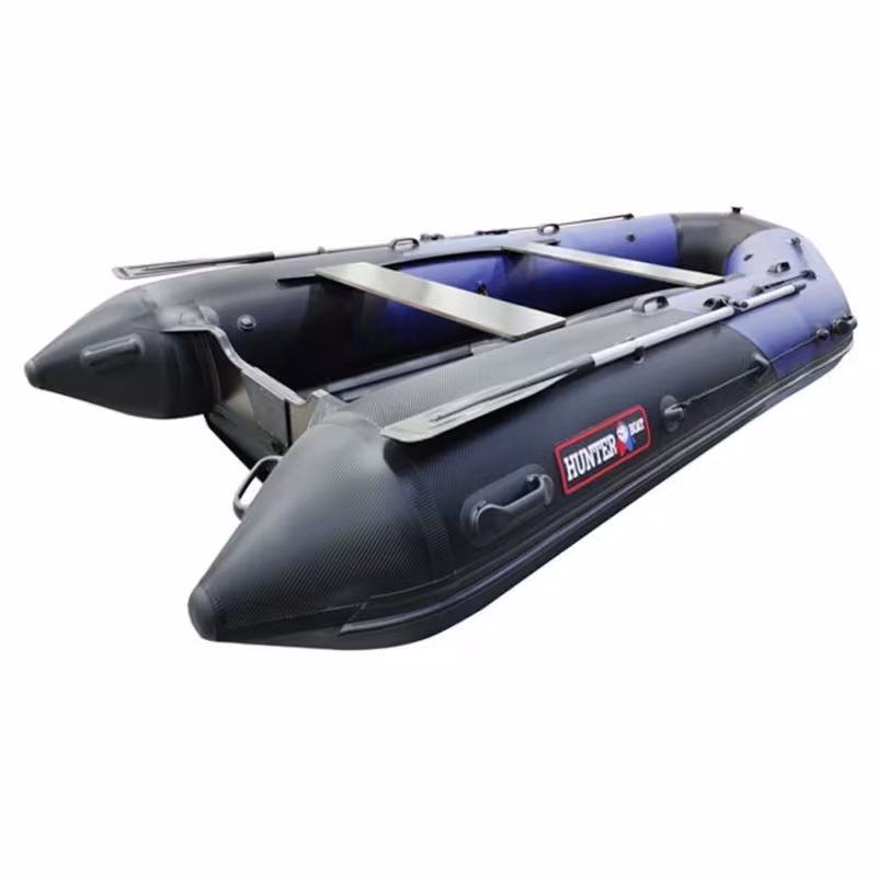 Надувная лодка ПВХ Hunterboat 370 ПРО Спорт, НДНД, синий/карбон