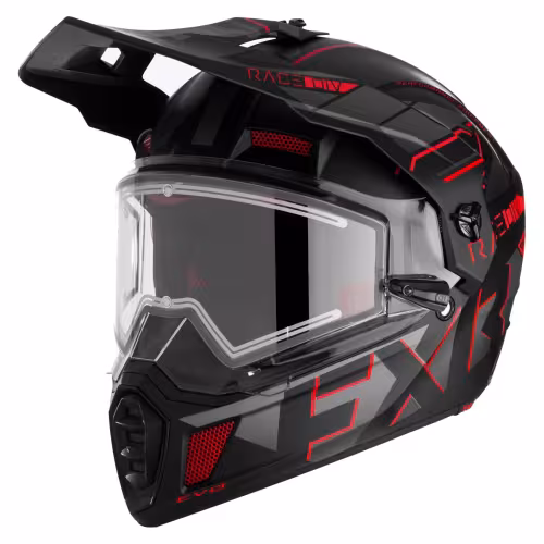 Мотошлем зимний с подогревом FXR Clutch X Evo Red, черный/красный, размер XL