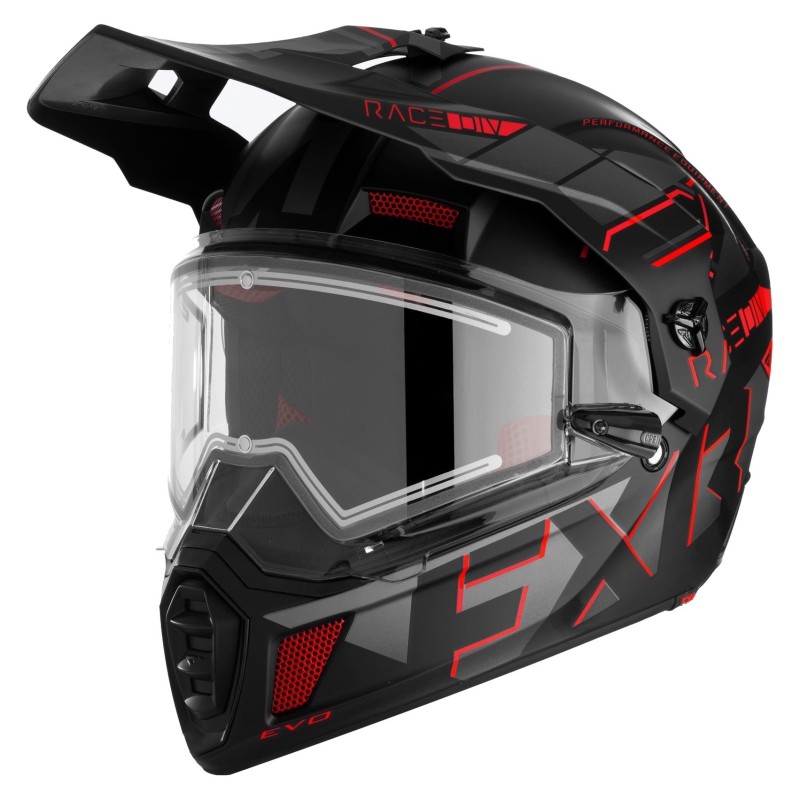 Мотошлем зимний с подогревом FXR Clutch X Evo Red, черный/красный, размер XL