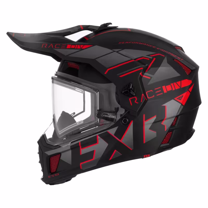 Мотошлем зимний с подогревом FXR Clutch X Evo Red, черный/красный, размер XL