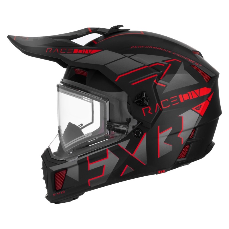 Мотошлем зимний с подогревом FXR Clutch X Evo Red, черный/красный, размер XL