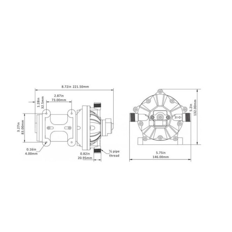 Помпа водоподающая мембранная SeaFlo SFDP1-050-060-52,  18.9 л/мин