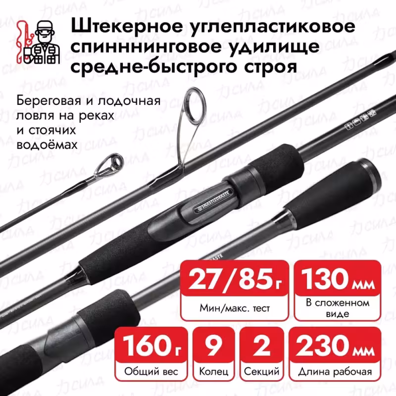 Спиннинг Снасти Здрасьте Porolka, 2.3 м, тест 27-85 г