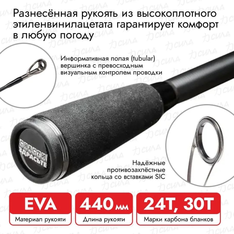 Спиннинг Снасти Здрасьте Porolka, 2.3 м, тест 27-85 г