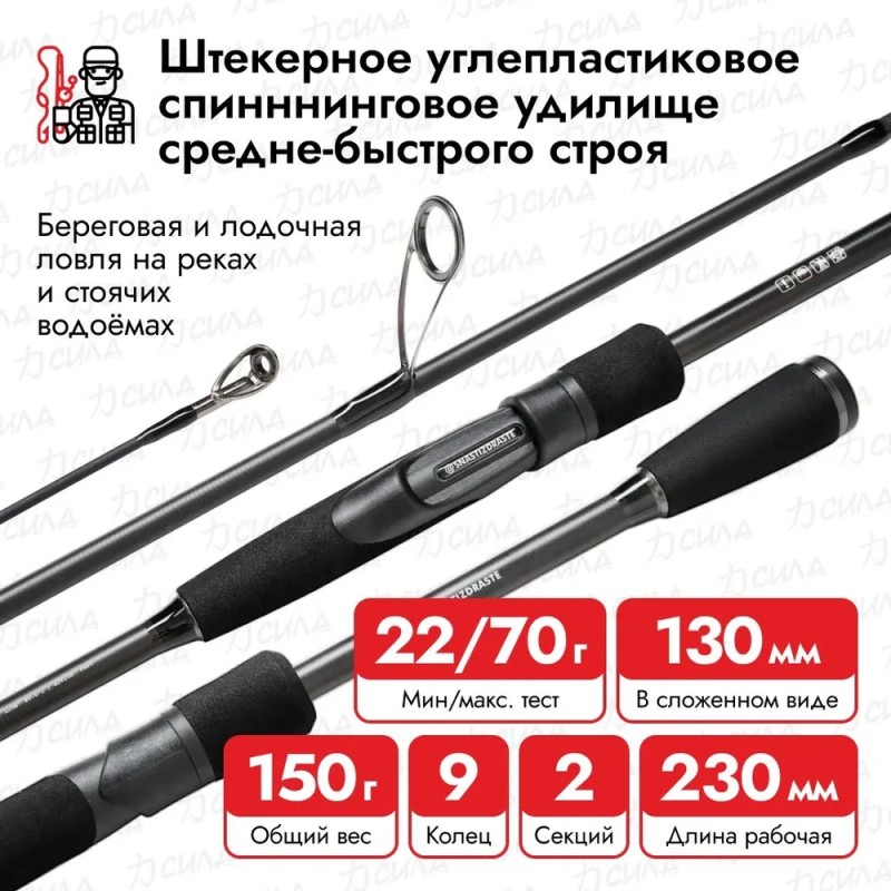 Спиннинг Снасти Здрасьте Porolka, 2.3 м, тест 22-70 г