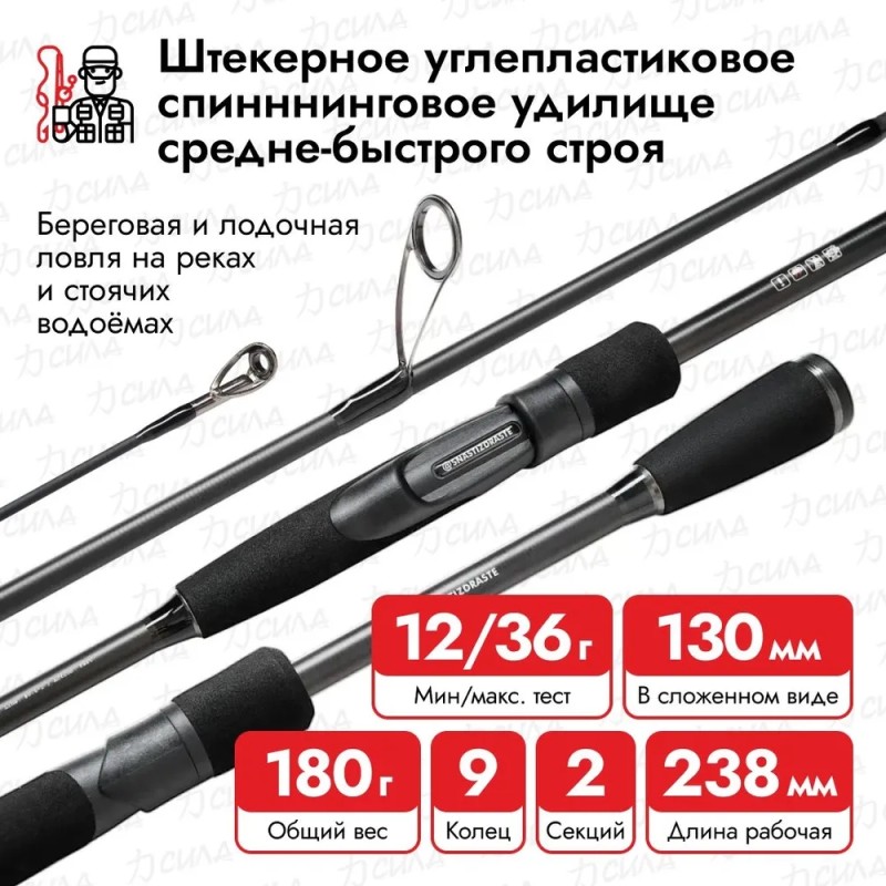 Спиннинг Снасти Здрасьте Porolka, 2.38 м, тест 12-36 г