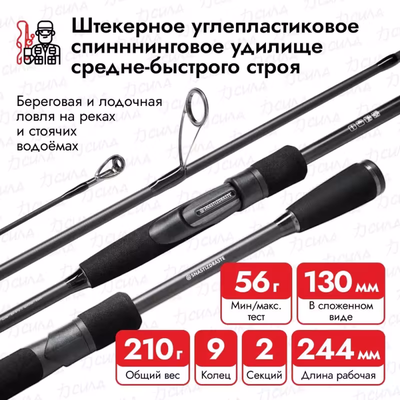 Спиннинг Снасти Здрасьте Porolka, 2.44 м, тест 18-56 г