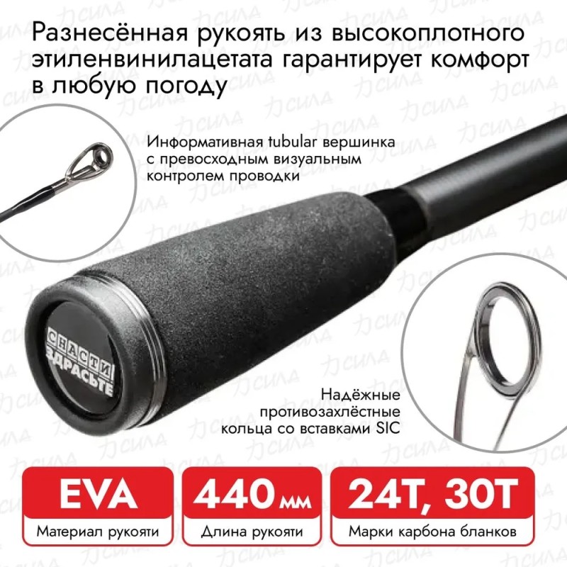 Спиннинг Снасти Здрасьте Porolka, 2.44 м, тест 10-45 г