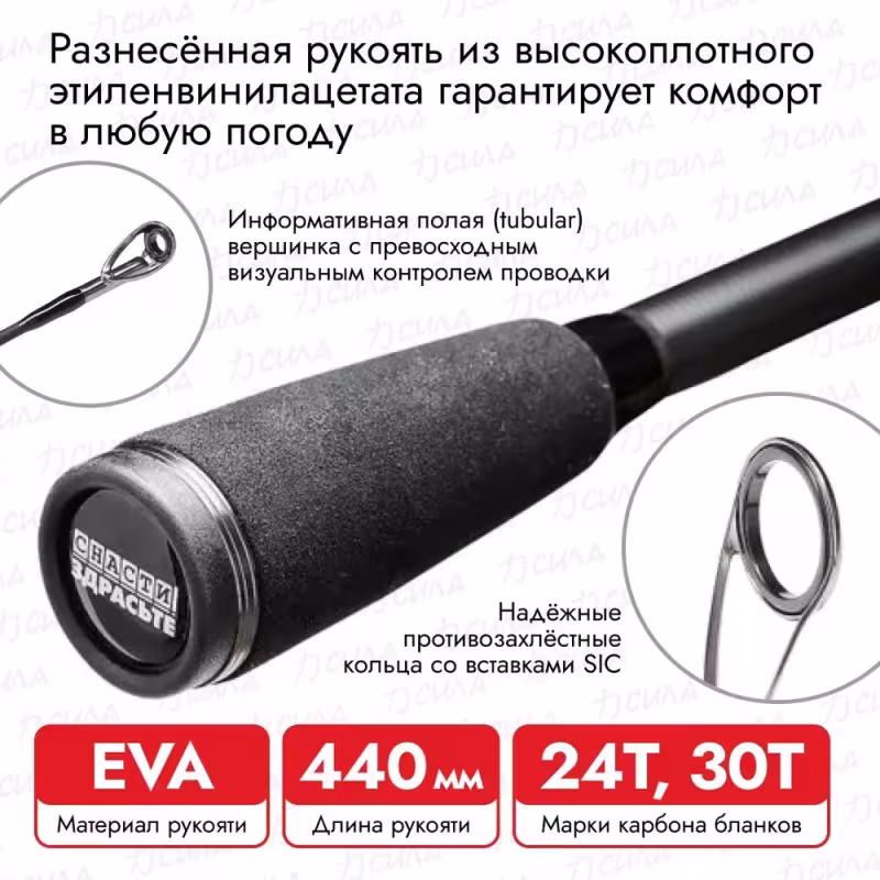 Спиннинг Снасти Здрасьте Porolka, 2.44 м, тест 30-90 г