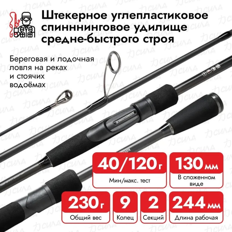 Спиннинг Снасти Здрасьте Porolka, 2.44 м, тест 40-120 г