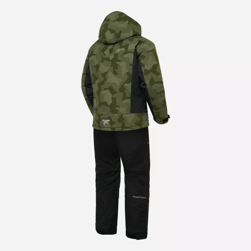 Костюм мужской Finntrail Atlas 3440 CamoShadowGreen, ткань Рипстоп/мембрана Hard-Tex, зеленый камуфляж/черный, размер M, 170-180 см