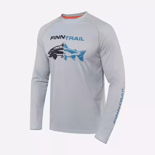 Лонгслив мужской Finntrail Wave Fish 6611 Grey, полиэстер, серый, размер 48-50 (M), 170-180 см