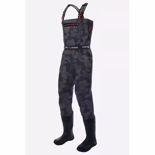 Полукомбинезон-вейдерсы мужской Finntrail Airman 5260, мембрана Hard-Tex,  CamoShadowBlack, серый камуфляж, размер L/43, 175-185 см