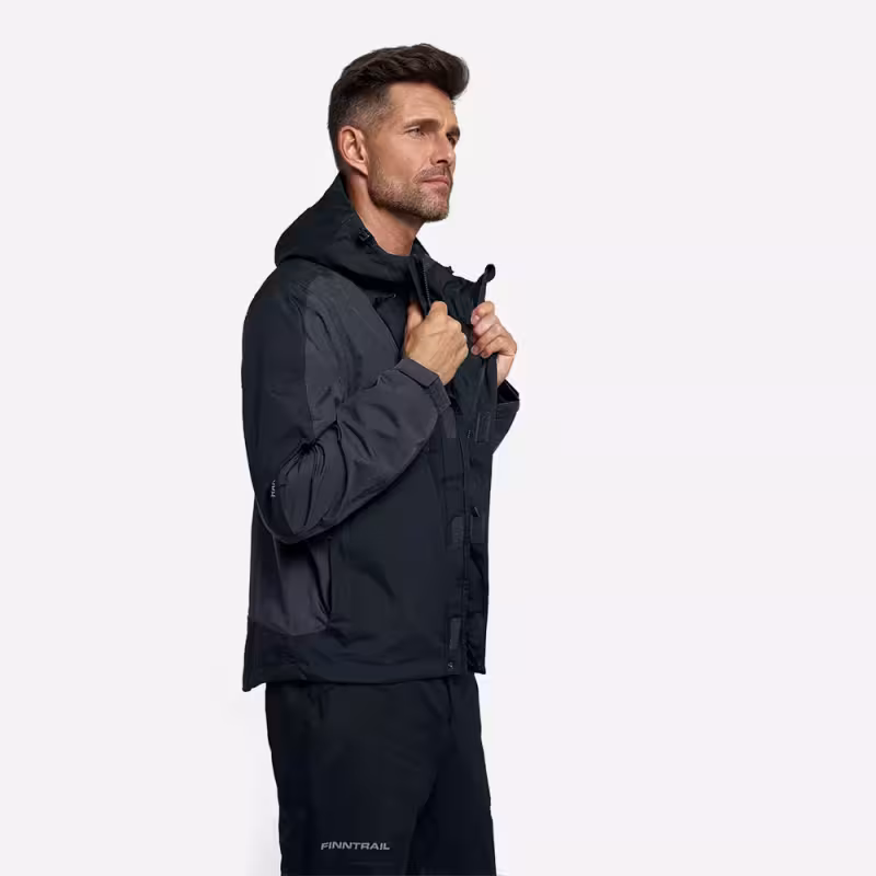 Костюм мужской Finntrail Lightsuit 3503 Graphite, мембрана Hard-Tex, черный, размер 54-56 (XL), 180-190 см