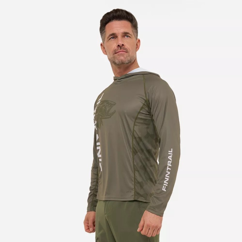 Лонгслив мужской Finntrail Wave Big Fish 6609 Khaki, полиэстер, хаки, размер 62-64 (XXXL), 190-200 см