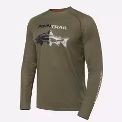 Лонгслив мужской Finntrail Wave Fish 6611 Khaki, полиэстер, хаки, размер 44-46 (S), 165-175 см
