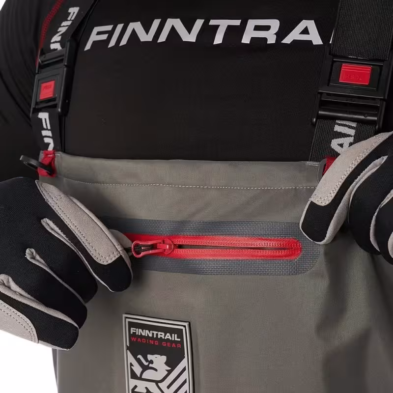 Полукомбинезон-вейдерсы Finntrail Wademan 1524 Grey, мембрана Hard-Tex, серый, размер LL/45, 185-195 см