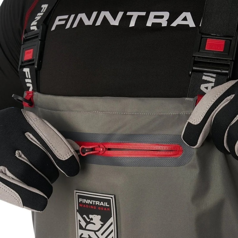 Полукомбинезон-вейдерсы Finntrail Wademan 1524 Grey, мембрана Hard-Tex, серый, размер LL/45, 185-195 см
