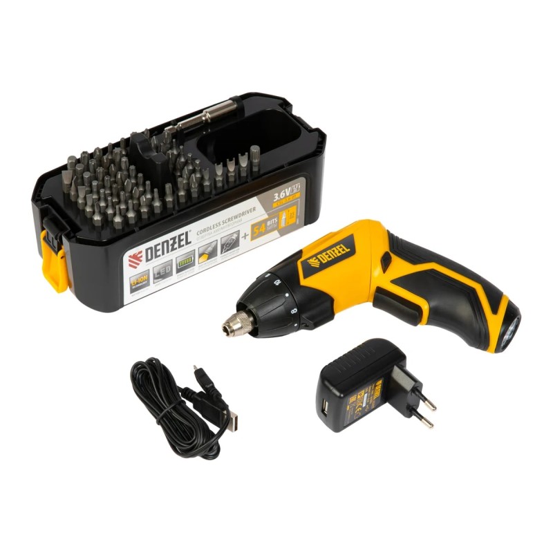 Отвертка аккумуляторная Denzel CSL-36-01 с набором бит