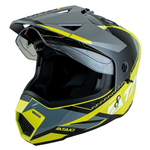 Мотошлем Ataki JK802 Valor HI-Viz, желтый/серый глянцевый, размер L