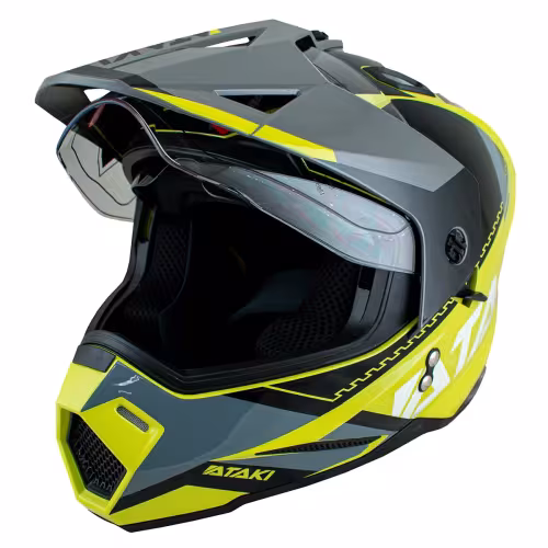 Мотошлем Ataki JK802 Valor HI-Viz, желтый/серый/ глянцевый, размер S