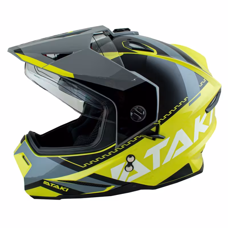 Мотошлем Ataki JK802 Valor HI-Viz, желтый/серый/ глянцевый, размер XL