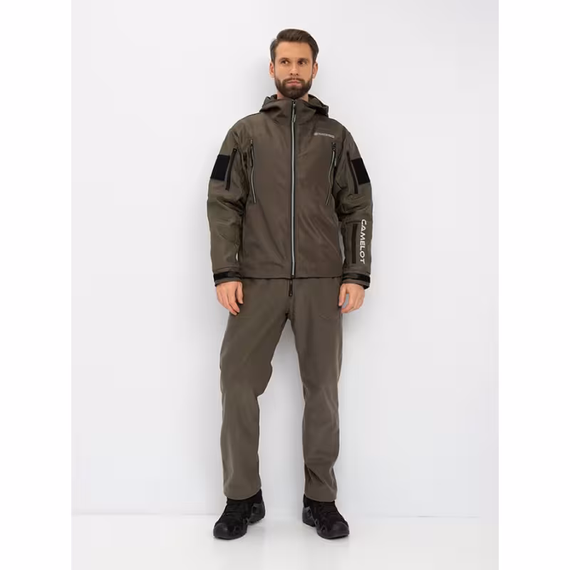 Костюм мужской Huntsman (Восток) Камелот, ткань Softshell, хаки, размер 52-54, 182 см