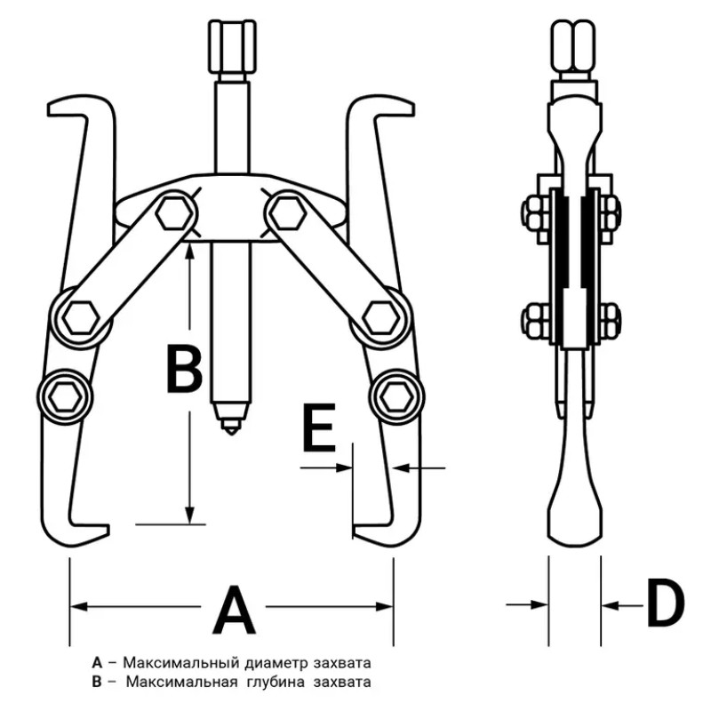 Съемник подшипников трехлапый, шарнирный Техрим T020014, 400 мм