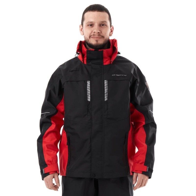 Куртка мужская Dragonfly Quad Pro Black - Red 2023, мембрана, красный/черный, размер M, 176 см