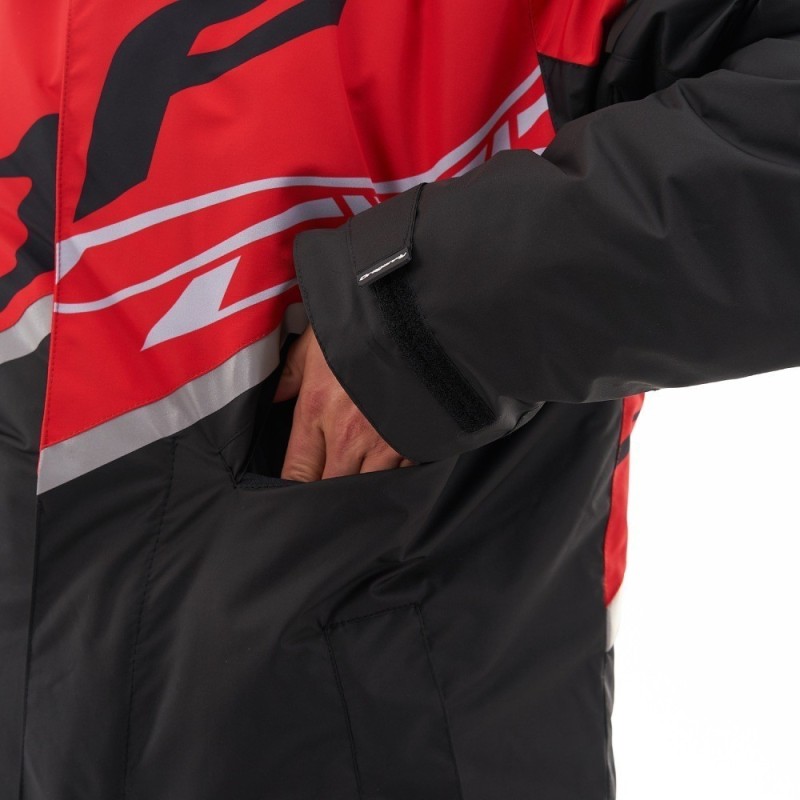 Пальто зимнее мужское Dragonfly Race Coat Red 2023, мембрана DFTEX, красный/черный, размер XL