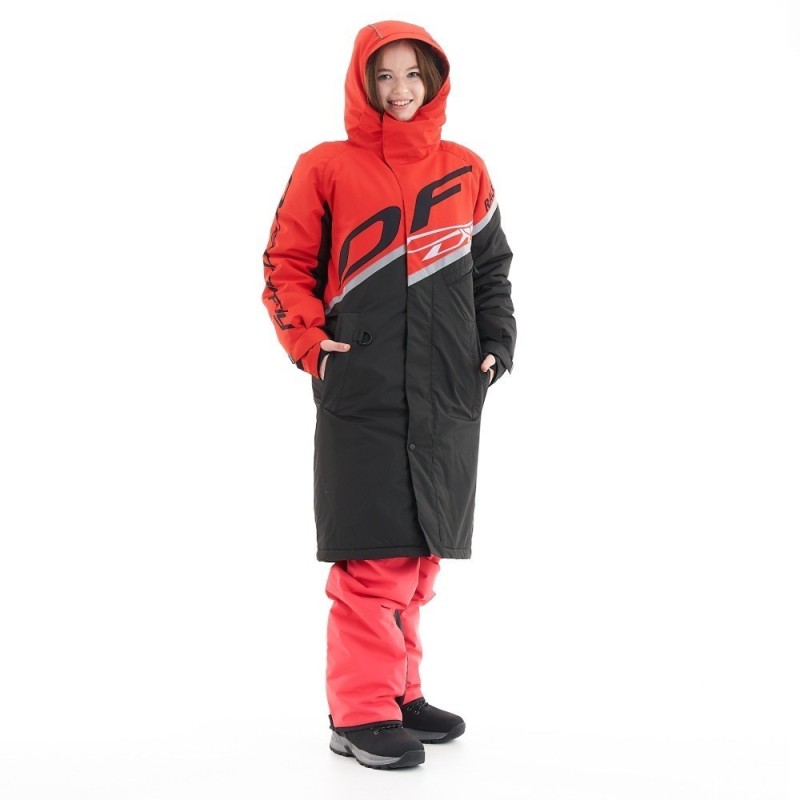 Пальто зимнее мужское Dragonfly Race Coat Red 2023, мембрана DFTEX, красный/черный, размер XL