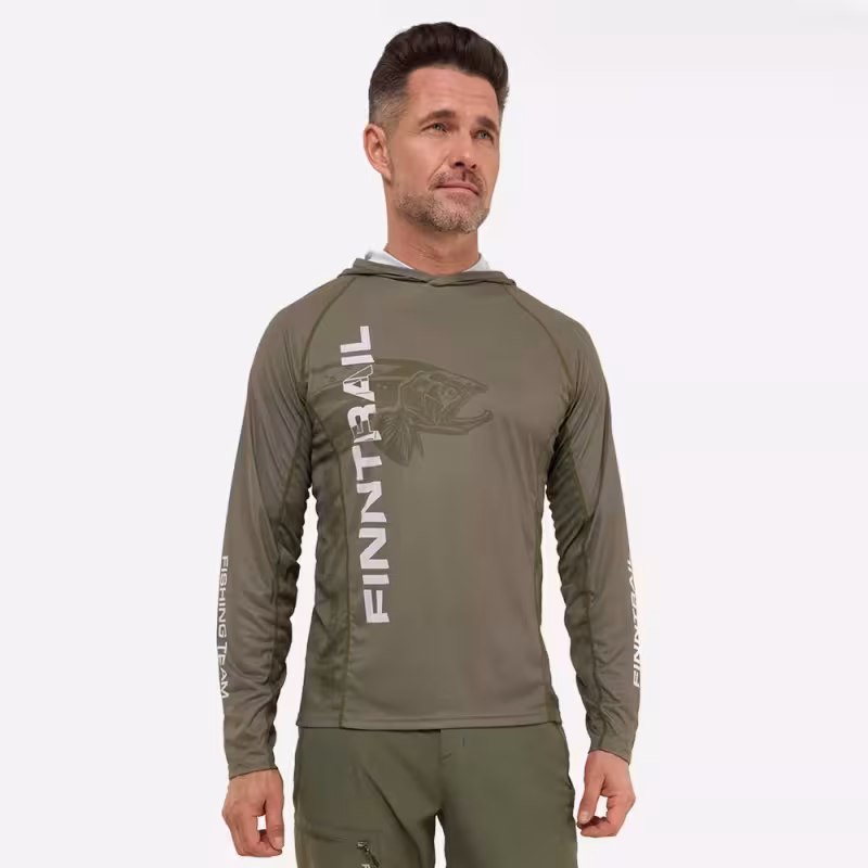 Лонгслив мужской Finntrail Wave Big Fish 6609 KhakI, полиэстер, хаки, размер 50-52 (L), 175-185 см