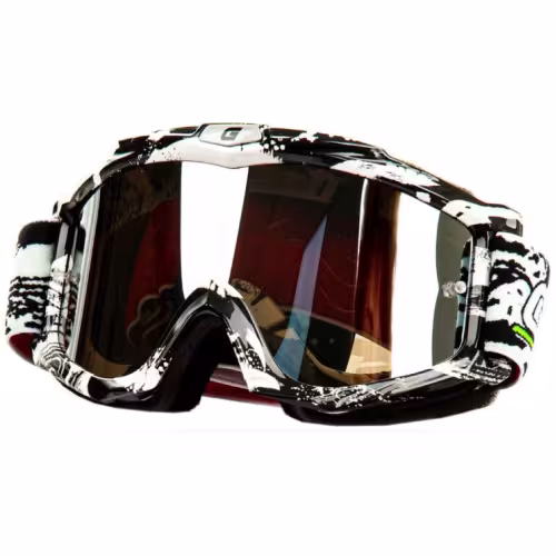 Мотоочки GTX 5021 белый/черный (двойная линза)