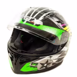 Мотошлем GTX 578S #1 Black/Fluo Green, черный/зеленый, размер L