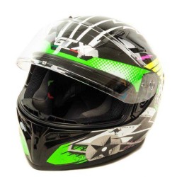 Мотошлем GTX 578S #1 Black/Fluo Green, черный/зеленый, размер L