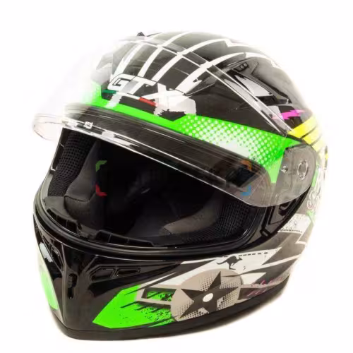Мотошлем GTX 578S #1 Black/Fluo Green, черный/зеленый, размер L