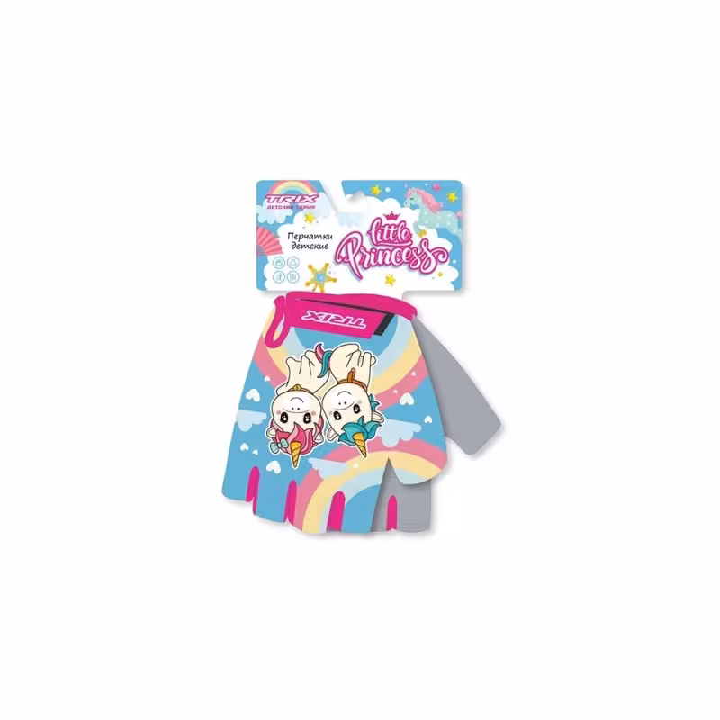 Велоперчатки Trix Nw Little Princess, голубой/розовый, размер 5XS
