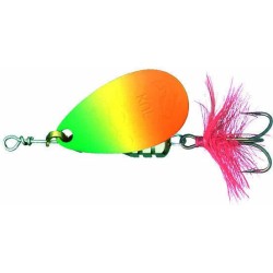Блесна вращающаяся Kuusamo Kuf-Lippa, с оперением, 4 см, 5 гр, цвет FR/FYe/GR
