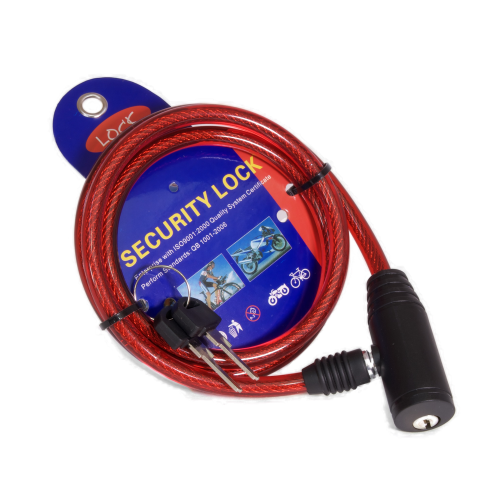 Замок противоугонный ZX-2102 8х1000 мм 2 ключа, красный